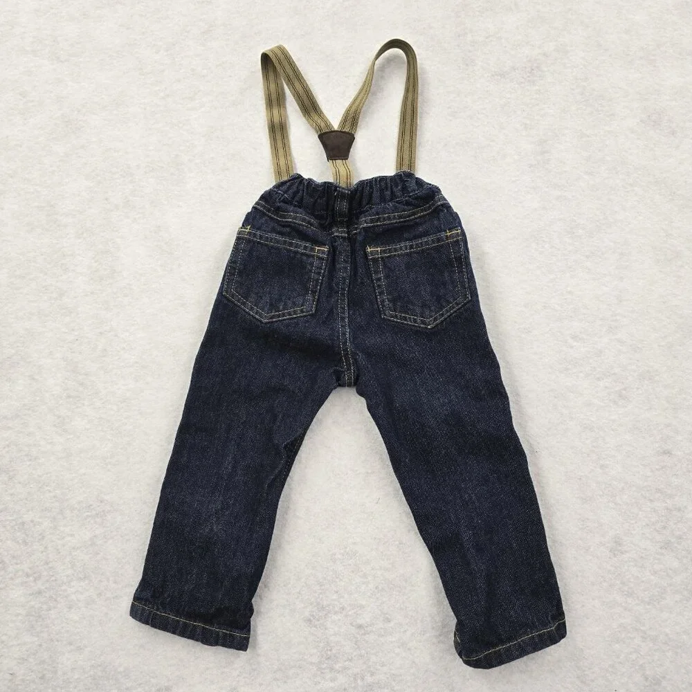 Carters Suspender Jeans Size 18 Month Blue Denim Adjustable Strap Family Photos